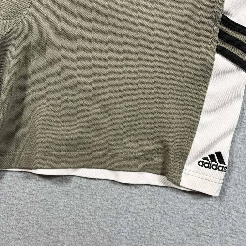Vtg 90s Adidas Shorts Mens Large Olive Green Cream Mesh 3 Stripe Athletic Baggy